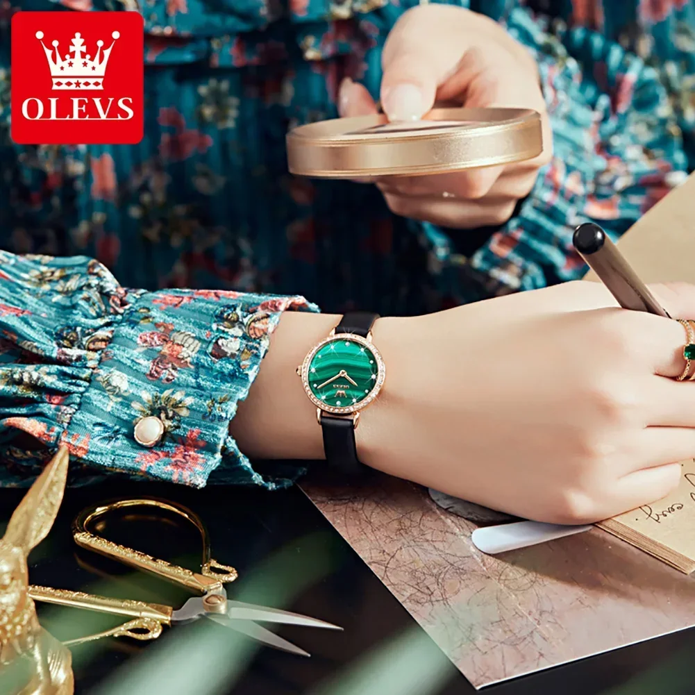 ساعة كوارتز للنساء ، ساعة يد للسيدات ، حزام جلد طبيعي ، ساعات مقاومة للماء ، هدية ، موضة