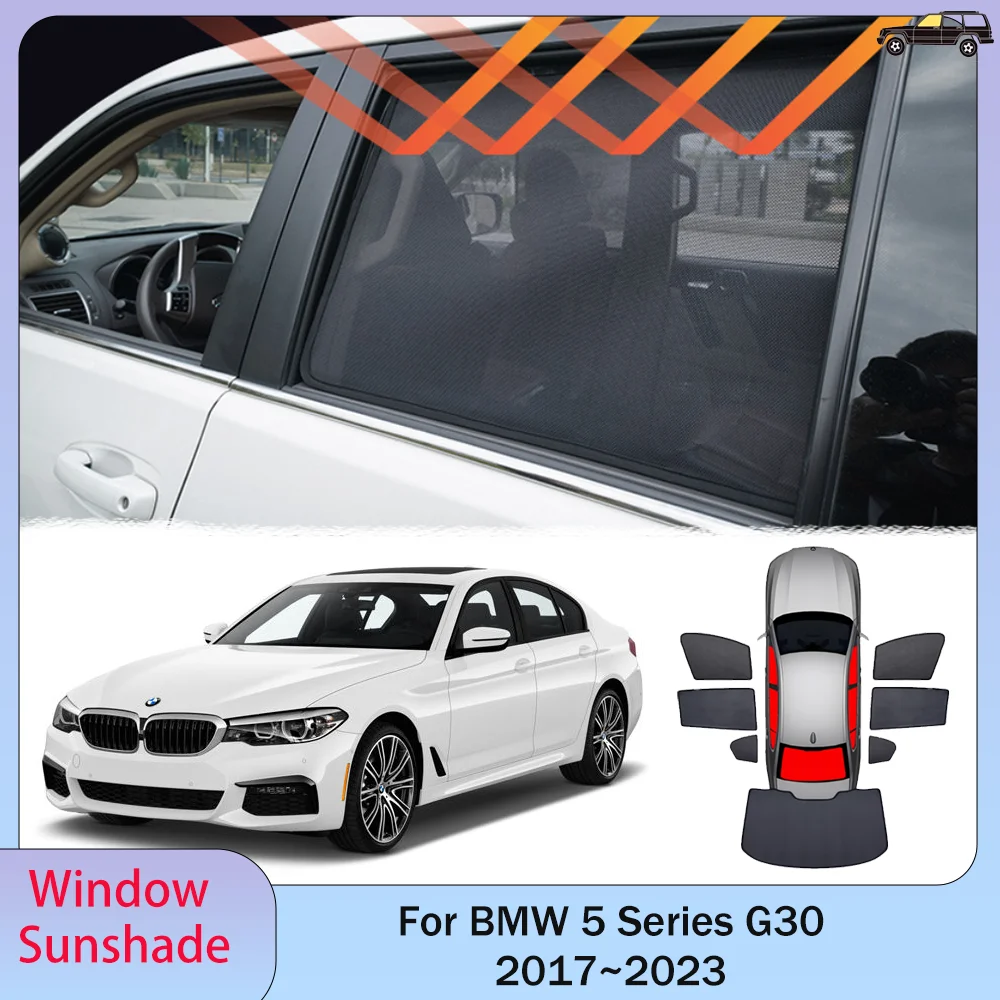 For BMW 5 Series G30 2017~2023 2018 2019 2020 Car Magnetic Mesh Privacy Sunshade Side Window Sun UV Shade Protection Accessories