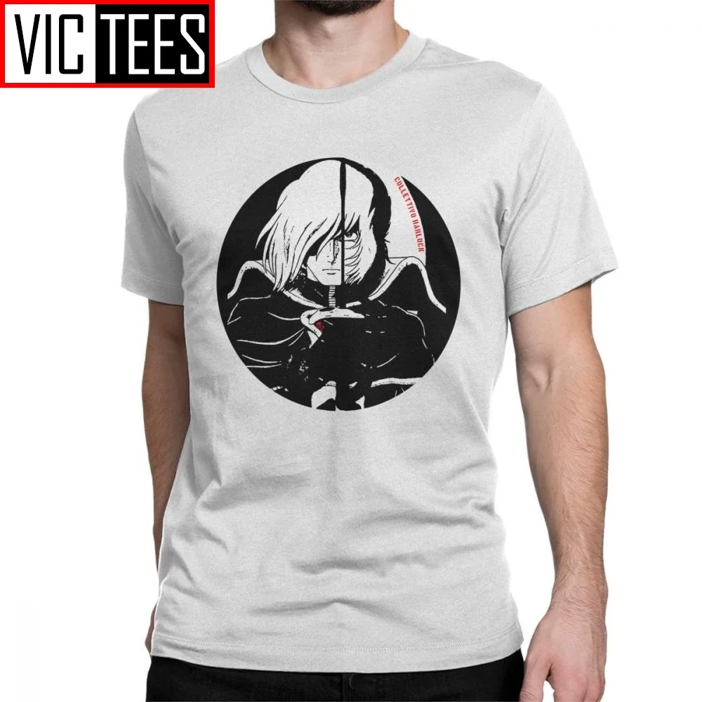 Men Phantom Space Pirate Captain Harlock T Shirts Manga Arcadia Anime Pure Cotton Top Short Sleeve Tee Shirt New Arrival T-Shirt