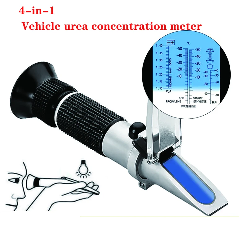 4 in 1 Automotive Antifreeze Refractometer Car Urea Fluid Tester Battery Freezing Handheld Electrolyte Hydrometer