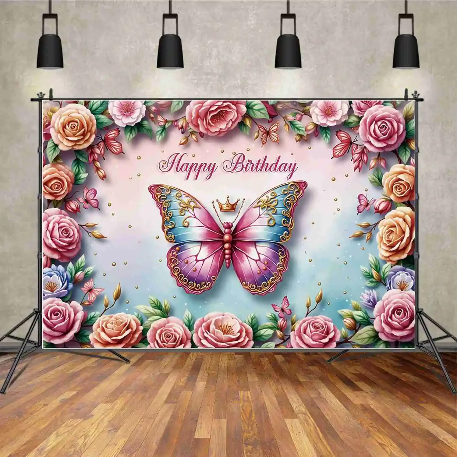 MOON.QG 2025 Christmas Christmas Tree Backdrops Girls Pink Ornamented Room Snow Pine Tree Background Party Photocall Accessories