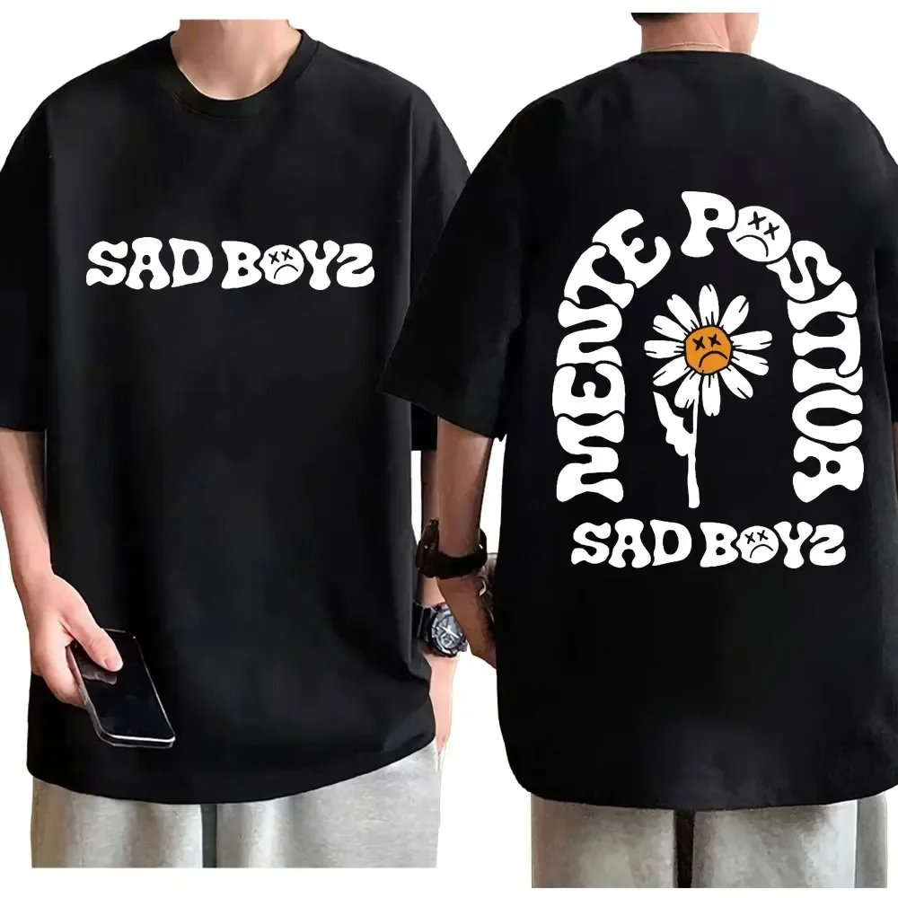 

Singer Junior H Sad Boys Flower Graphic T Shirts High Quality Fashion Oversized T-shirt Men Women Casual Pure Cotton T-shirts