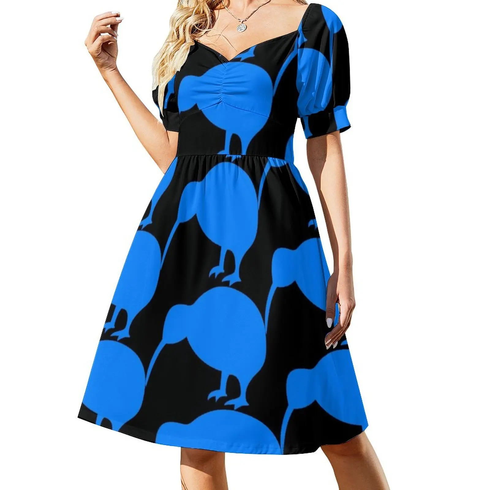 فستان كيوي أزرق على شكل قلب فستان أنيق للحفلات الصيفية للنساء كيوي أزرق كيوي نيوزيلندا ملابس نسائية جديدة