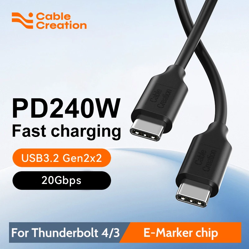 

CableCreation USB C to USB C Cable 240W 20Gbps USB3.2 Gen2x2 Fast Charging 8K@30Hz Video Cable for Thunderbolt 4/3 iPhone Laptop