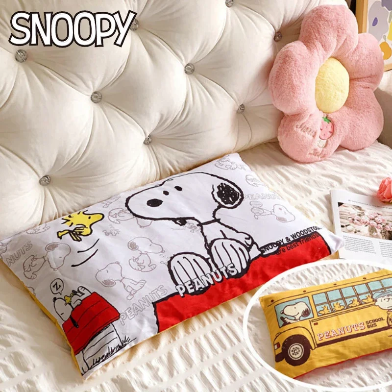 

Snoopy Pillowcases Anime Bedding Pillow Covers Home Decorative Cushion Cover Cartoon Reversible Patterned Cotton Pillow Case