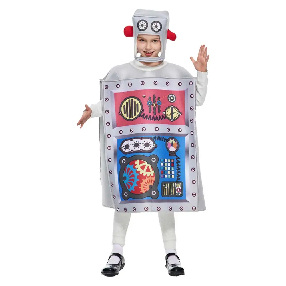 Robot Cosplay Kids Costume Stage Performance Clothing Little Boys Girls Outfits Hat Overall Child Children Halloween Party Suit