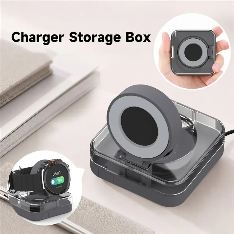 AT82- Case For Galaxy Watch Cable Charging Cord Organizer Storage Box Phone Holder Watch Stand 3 In 1