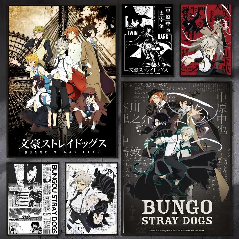 B-Bungo S-Stray Dogs Poster Wall Art Poster Sticker For Living Room Bar Bedroom Home Decoration