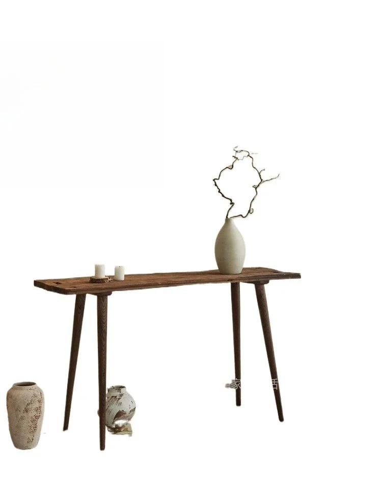 Log retro modern simple solid wood strip table entrance to the wall for table Zen entry