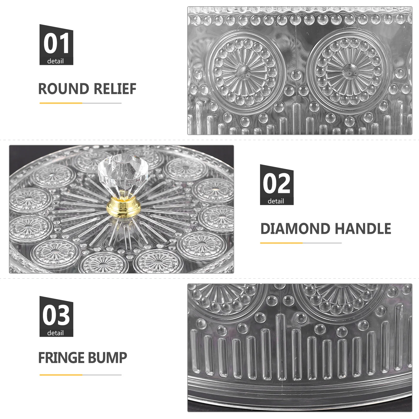 

Transparent Jewelry Organizer Pet Material Embossed Design Desktop Storage Box for Rings Earrings Necklaces Small Jewelry Holder