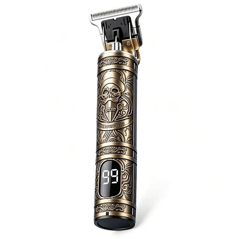 Barbeador Elétrico Masculino T9: Aparelho de Barbear e Remoção de Pelos com Lâmina Única, Máquina de Cortar Cabelo e Aparador de Barba para Homens e Barbearias