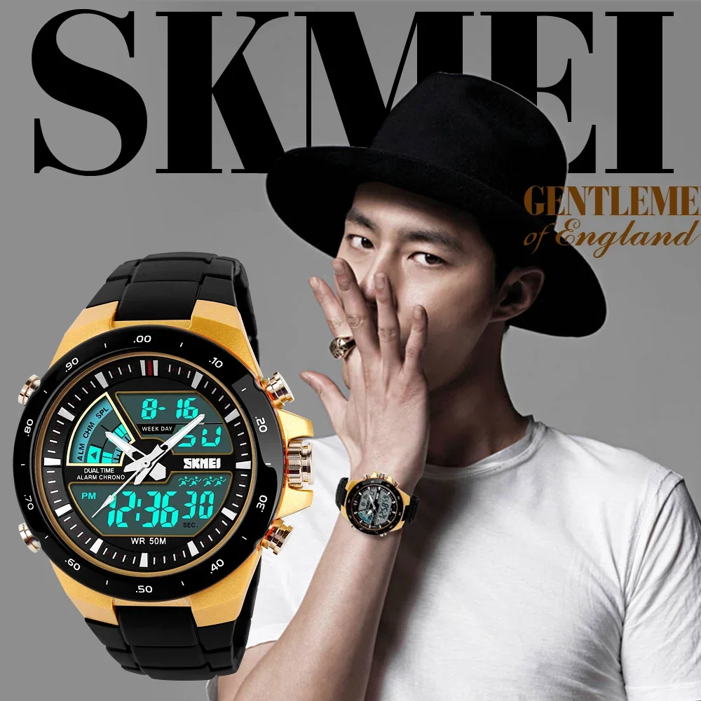 SKMEI 1016 Digital Quartz Watch for Men Stopwatch Dual Time Display Waterproof Sports Wristwatches Mens Clock Relogio Masculino