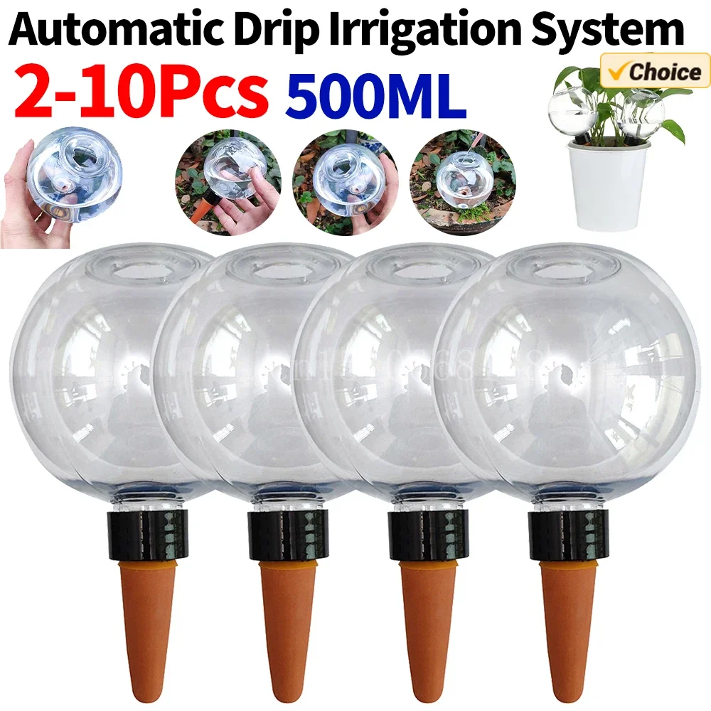 2-10Pcs Automatic Drip Irrigation System 500ML Self Watering Plant Watering Bulbs for Garden Flower Plants Watering Balls Device