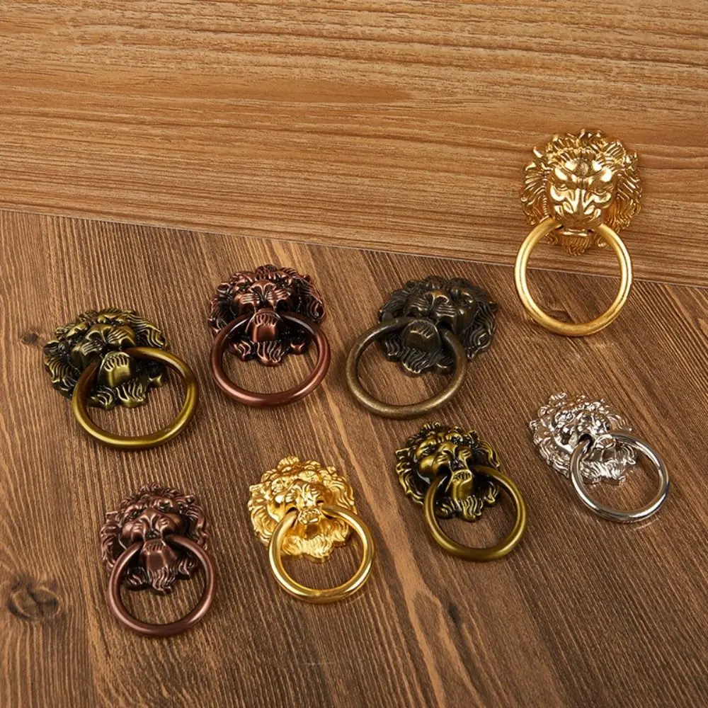New Antique Lion Head Door Handle Decorative Pull Zinc Alloy Kitchen Cabinet Handles Home Hardware Multifunctional Drawer Knobs