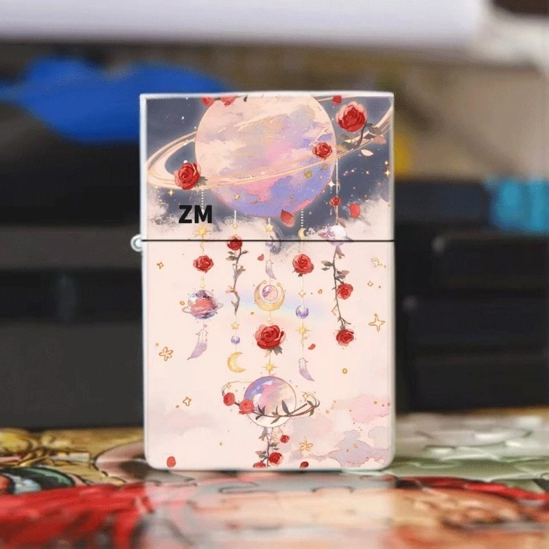2026 New Creative Blooming Retro Style Rose Pattern Metal Kerosine Windproof Lighter, Holiday Birthday Gift for Men and Women