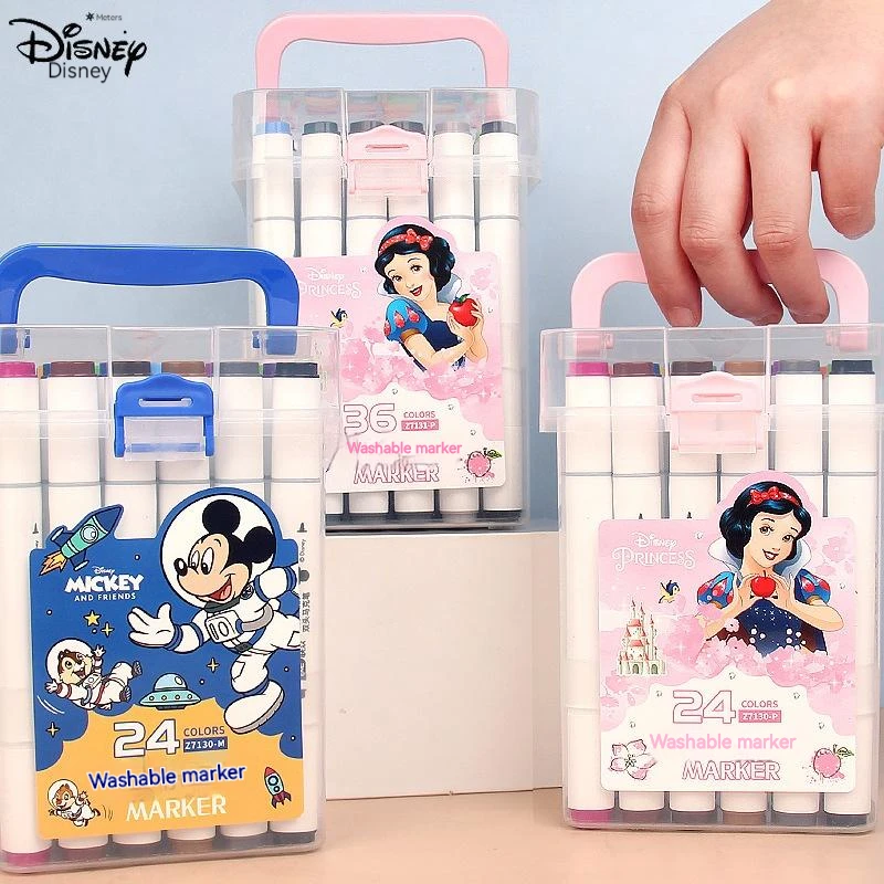 

24/36 Color Disney Marker Pen Set Mickey Schneewittchen Washable Double Brush Water Color Pen Students Art Stationery Supplies