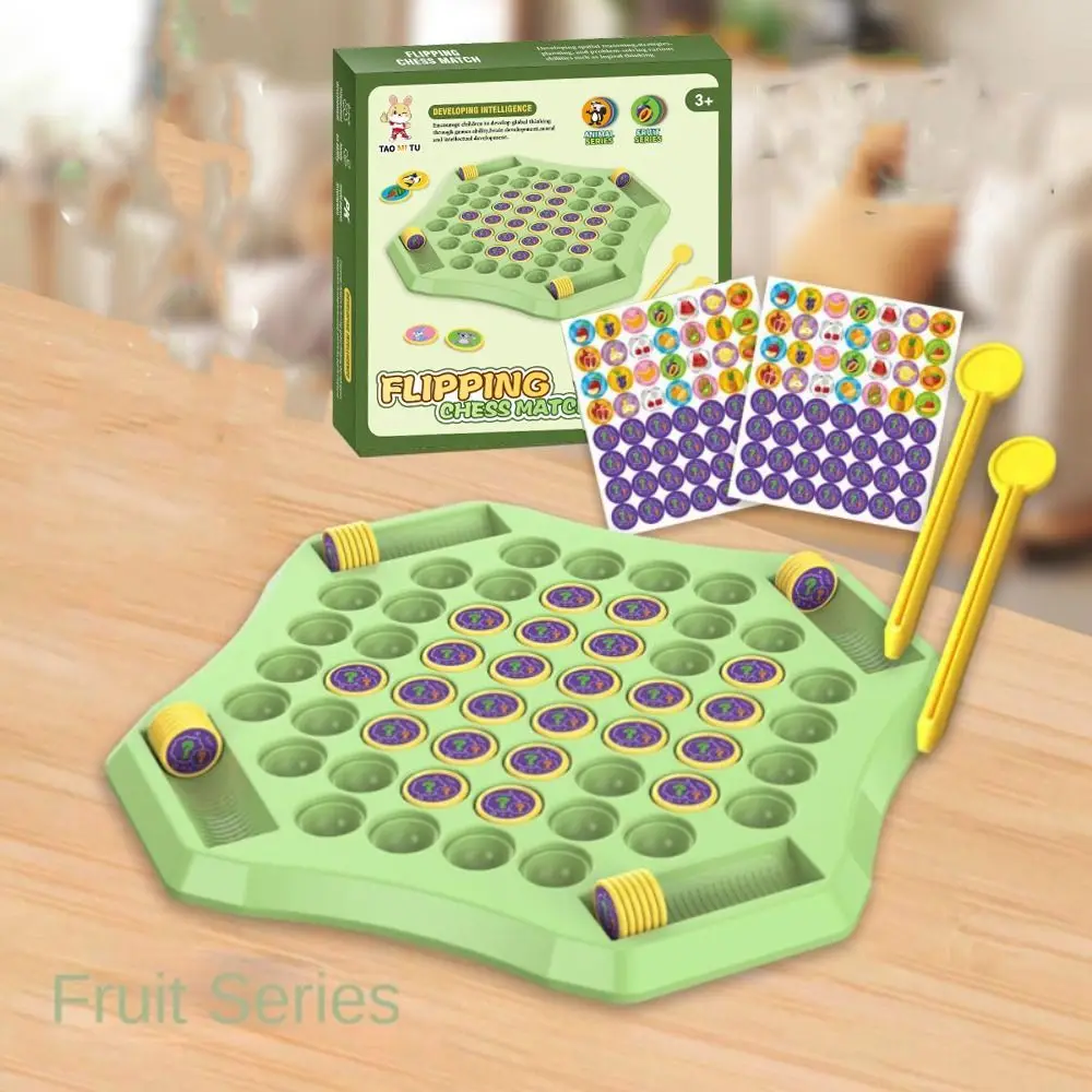 Fruit Flip Memory Game Memory Flip Chess with 60 Patterned Cards with Chessboard Animal Flip Chess Concentration Training