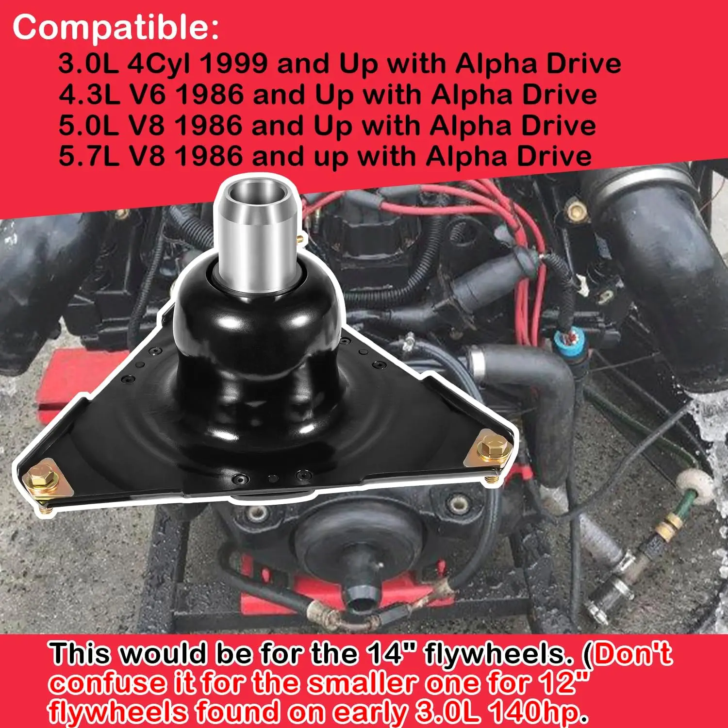 Acoplador de motor TM 14 "Compatible con MerCruiser Alpha Drive V6 V8, sustituye a 18643A5, 18-2323