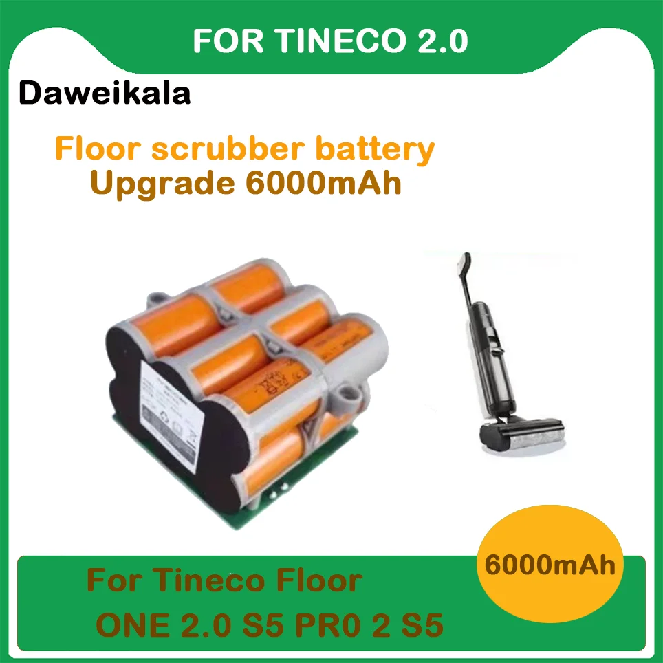 

For Tineco 21.6V 6000mAh Replacement Battery FLOOR ONE 2.0 S5 PRO 2 S5 Smart S5 Steam Floor Scrubber Accessories Parts