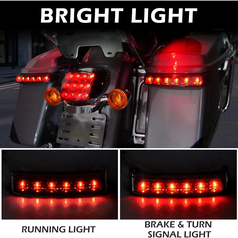 

Motorcycle LED Saddlebag Brake Running Luggage Turn Signal Lights For Harley Touring Street Road Glide CVO 2009 2010 2011- 2013