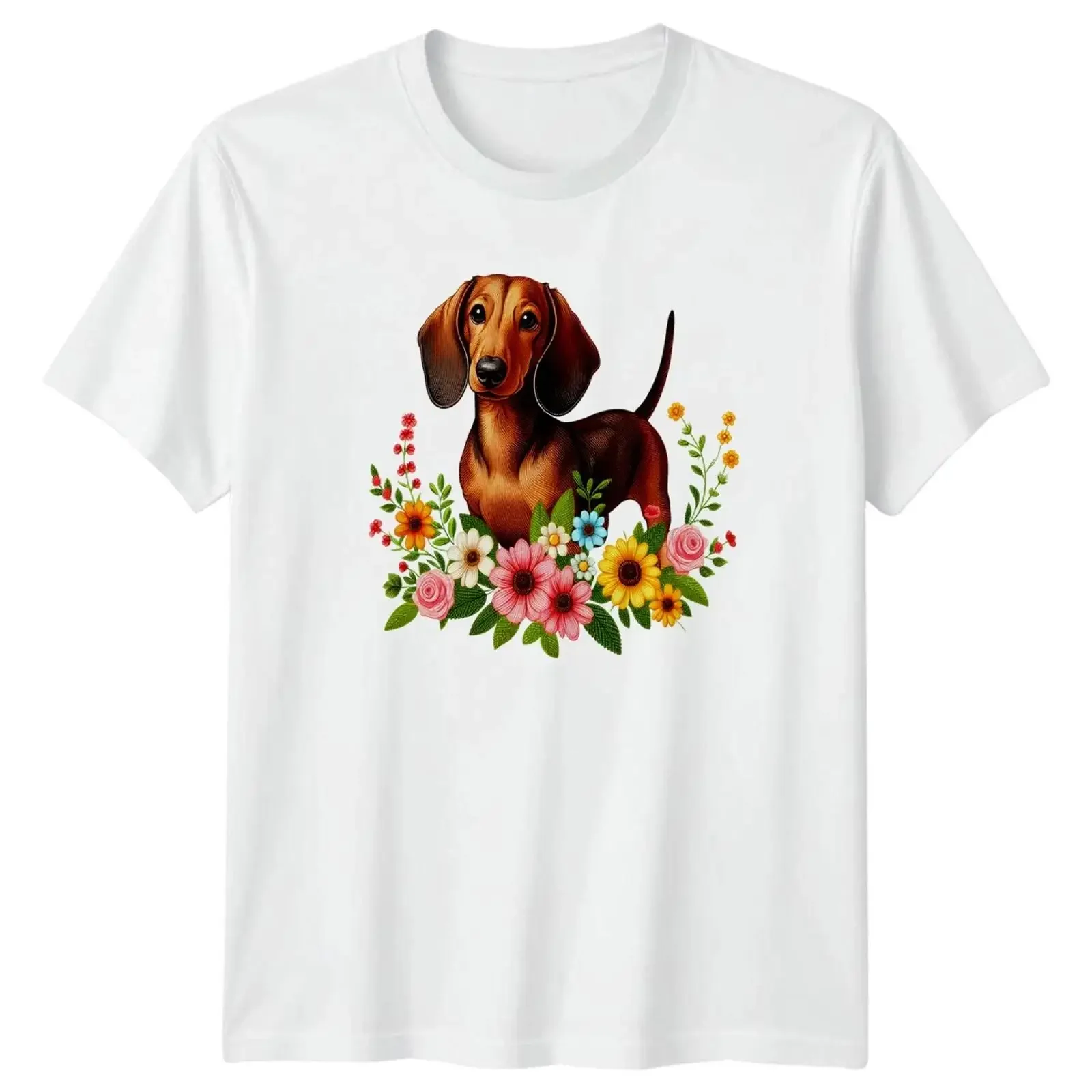 Detailliertes Dackel Portrait mit Vintage Damen T Shirt Wiener Hund Haustiere vintage Washed streetwear Comfortable