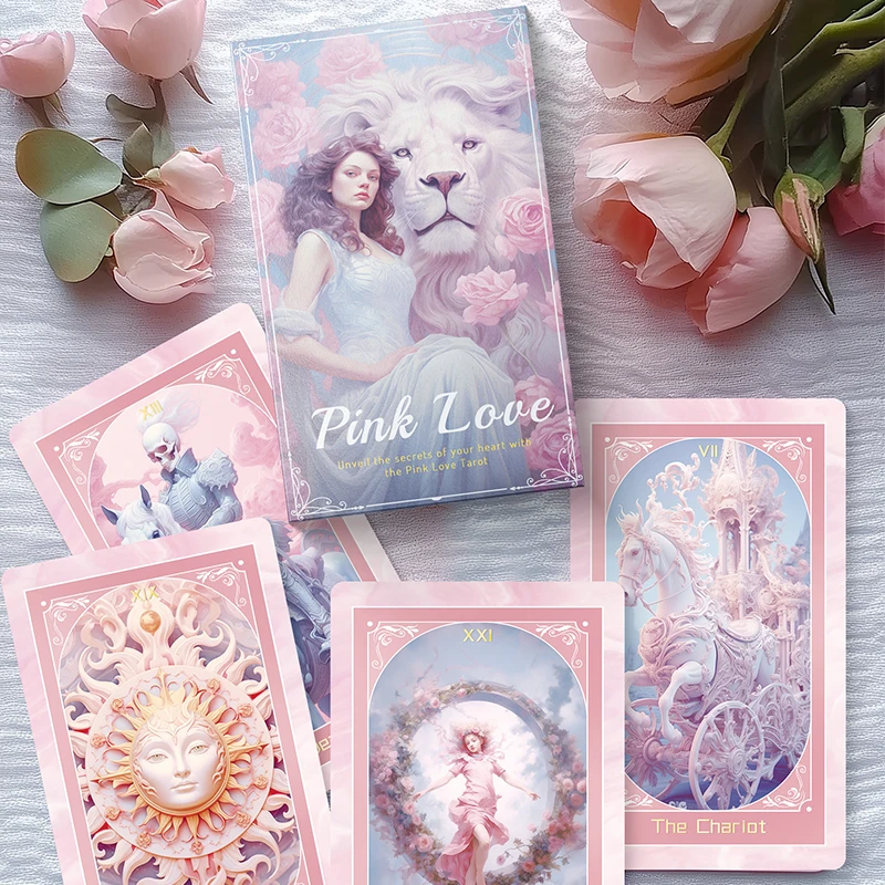 Romantic Pink Love Tarot Cards Original 12x7cm Divination Oracle Rider Waite with Guidebook PDF Spanish English Russian Japanese