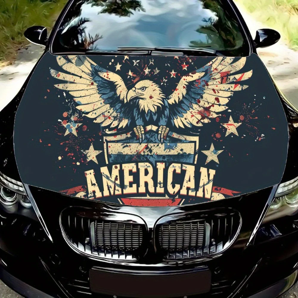 

Winged Eagle AMERICAN Flag Print Car Hood Wrap Color Vinyl Sticker Truck Graphic Bonnet Auto Accessories Decoration Decal Gift