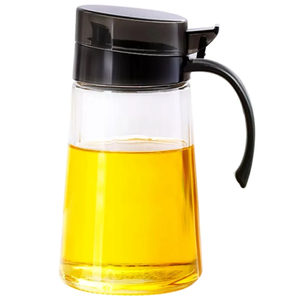 700Ml Kitchen Glass Cooking Oil Jar Sauce Bottle Dispenser for Oil and Vinegar Honey Olive Oil Container Black