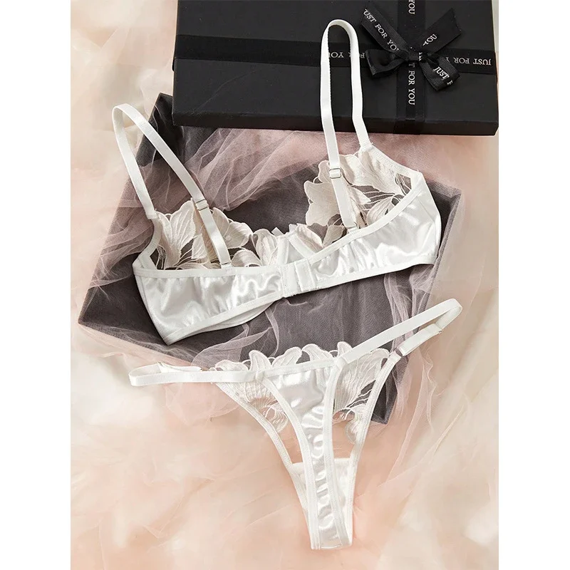 2024 Women Sexy Lingerie Bra Underwear Set Cute Bow Ultrathin Lace Lingerie Set Temptation Erotic Hot Outfits For Pretty Girls