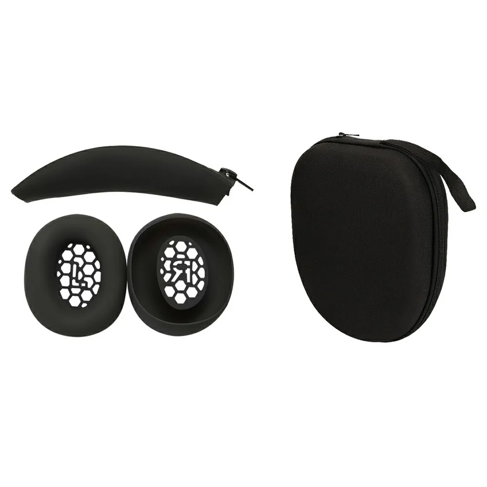 For Honor Choice Codeler Headphones 2 Silicone Case Kit , 2Pcs Earpad Cover + Headband Cover + Storage Bag - Black