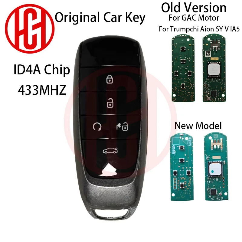 

Original Smart Fob Remote Control Car Key 433MHZ 4A Chip for GAC Motor for Trumpchi Aion Y Aion S AION V IA5 Keyless Go