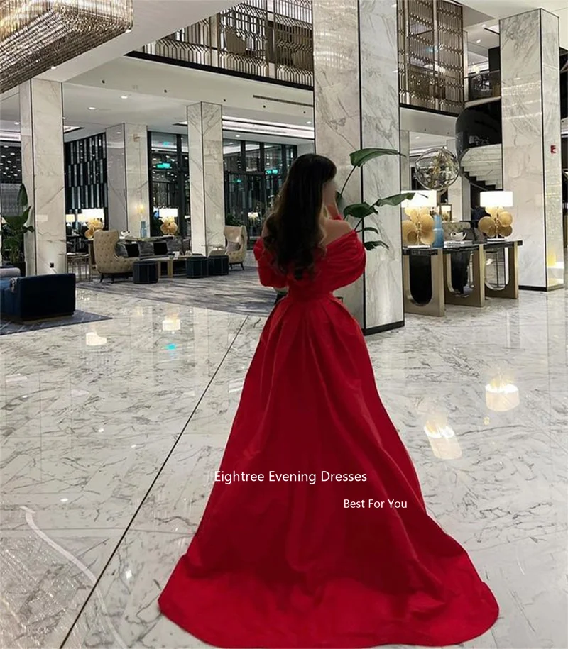 Eightree Formal Red Prom Kleider Lange Ärmeln Stain Vintage Abendkleider Dubai Abendkleid Roben De Soirée Partei Grown 2023