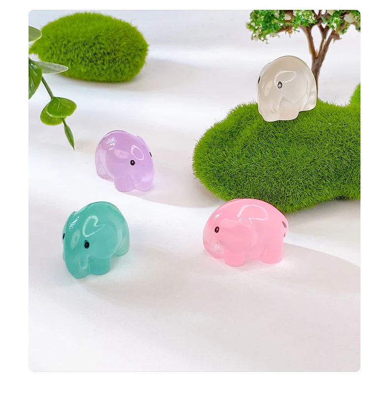    10 Stück im Dunkeln leuchtende niedliche Elefanten-Harz-Desktop-Dekorationen, Ornamente, handgefertigte Haarnadel, Schlüsselanhänger, Zubehör, Spielzeug