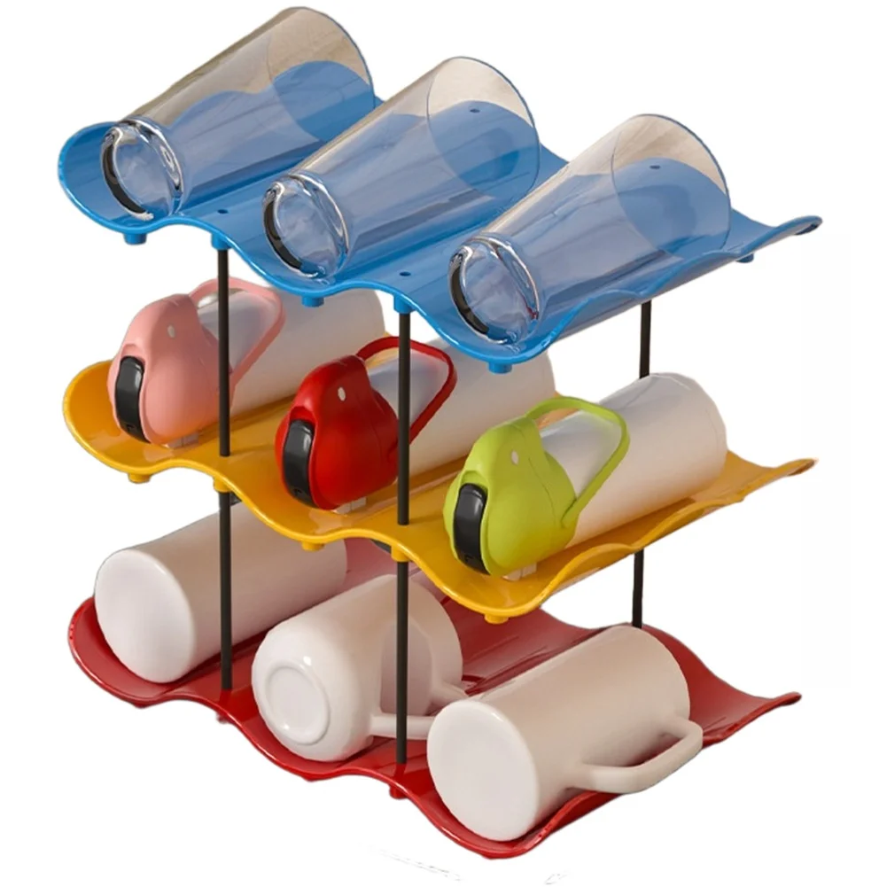 Wave Shaped Multilevel Storage Rack for Cups Coffee and Tea Bags Designed to Fit Standard For Kitchen Cabinet Depths