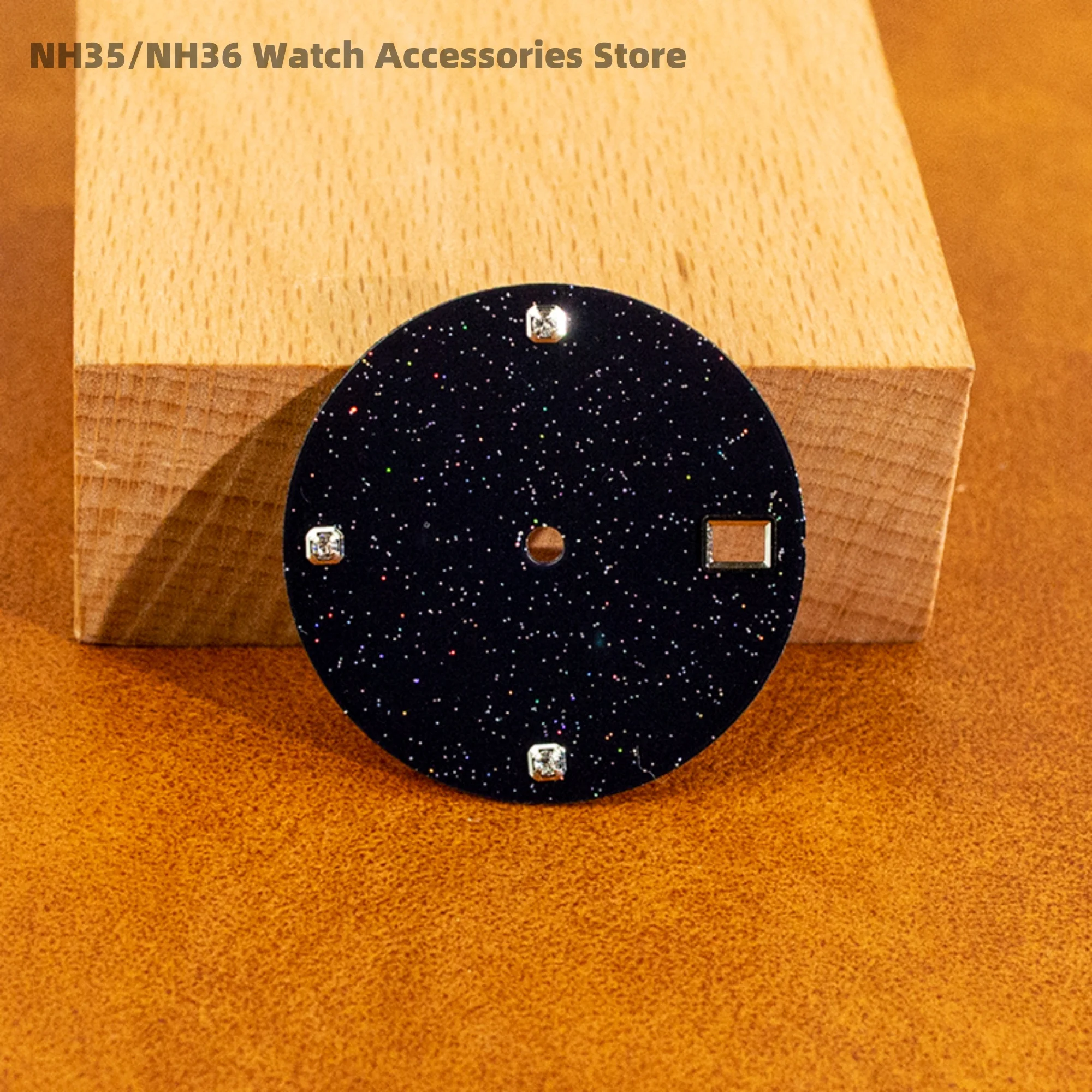 NH35 Dial Sparkling Starry Watch Dial Blue-Green Malachite Sandstone 28.5mm watch Dial for NH36/NH35 Movement Watch Parts
