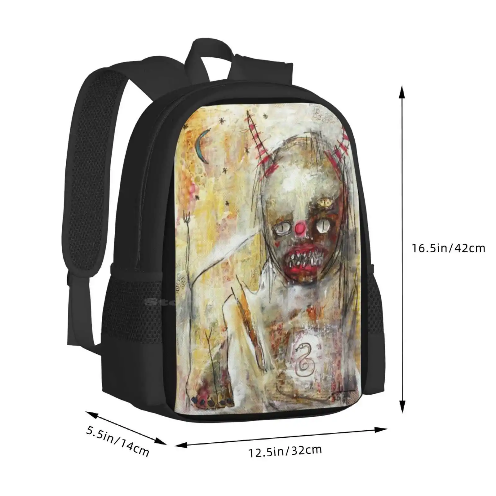 Devil Woman Hot Sale Backpack Fashion Bags Devil Woman Demonic Satanic Occult Dark Art Serpent Snake Horns Teeth Gnarly Figure