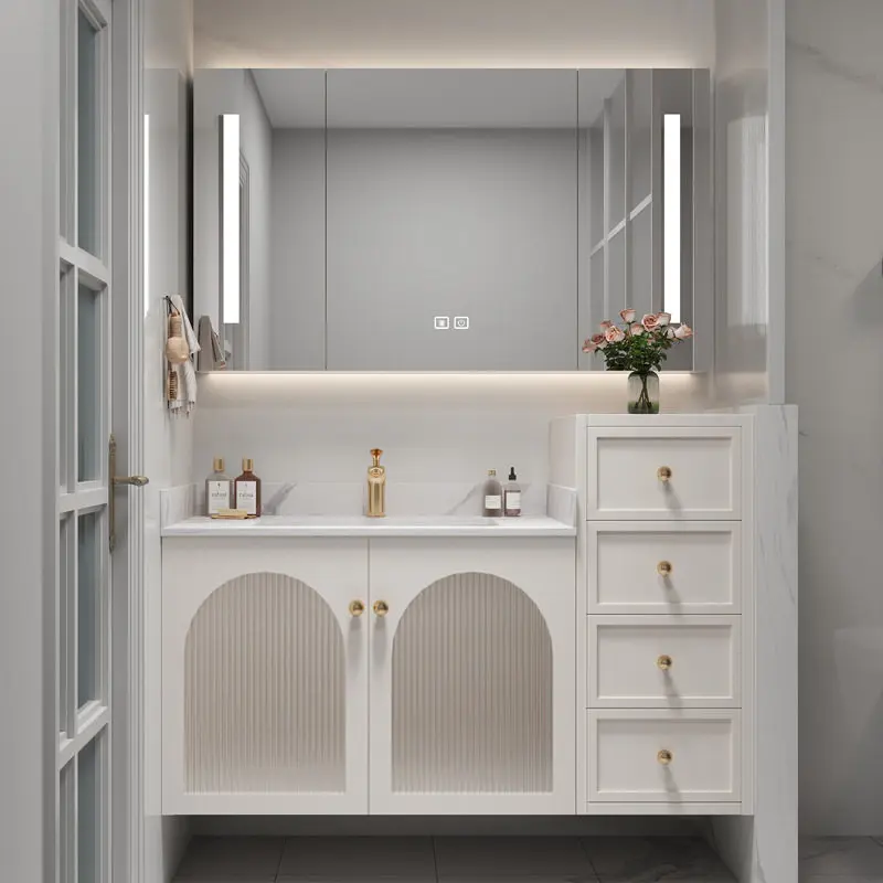 

Bathroom cabinet combination solid wood washbasin slate bathroom cabinet