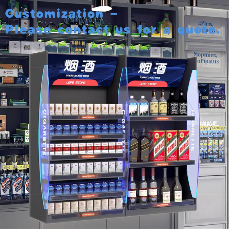 custom.Customizable Modern Supermarket Shelves with LED Illuminated Display Cabinets Adjustable Removable Retail S