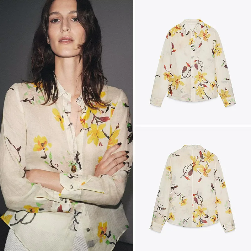 

Faionable Casual Floral Long Sve irt Женская осенняя новинка премиум-класса, дышащая, стандартного кроя, на пуговицах