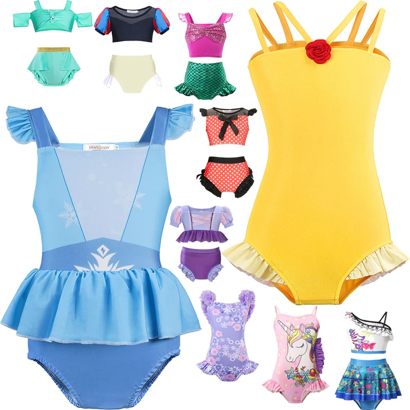 

Girls Summer Swimsuit 2024 Cute Swimming Outfit Elsa Anna Swimsuit Baby Girls Bathing Suit Kids Princess Swimwears 2-10 Years