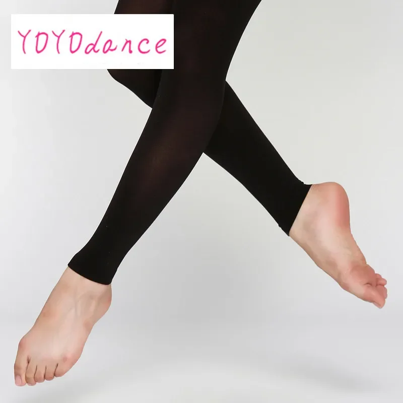 Adult Soft Elastic Collant  Women Ballet Footless Dance Tights with Waistband Cotton Gusset