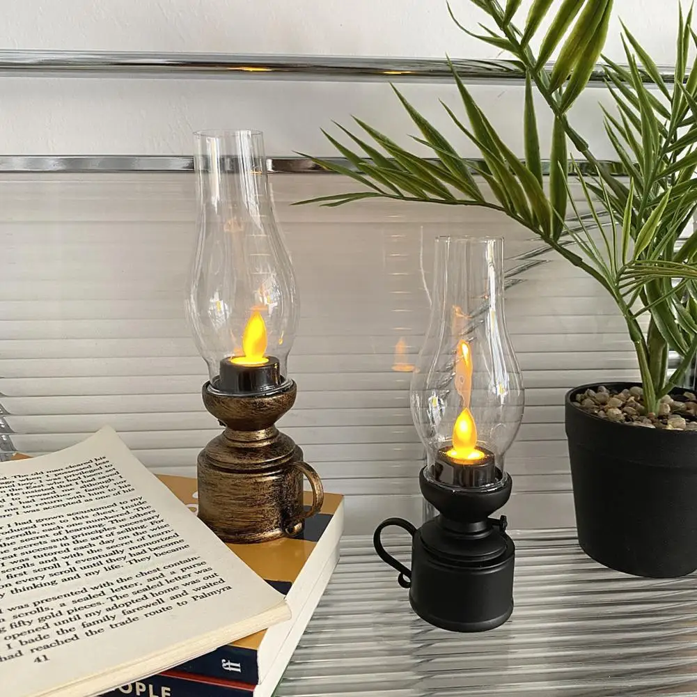 Beautiful LED Candle Warm Light Shooting Props Long Lasting 80s Old-fashioned Electronic Kerosene Lamp