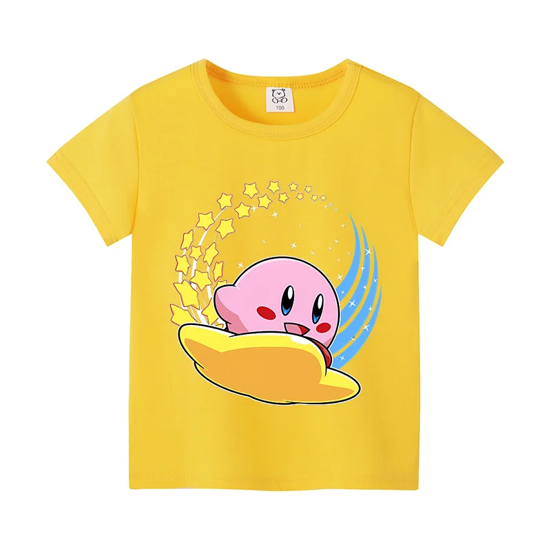 Kirby letnie topy z krótkim rękawem kolorowa koszula O-neck okrągła koszulka bawełniana kolorowa koszulka z nadrukiem kreskówki odzież odzież codzienna