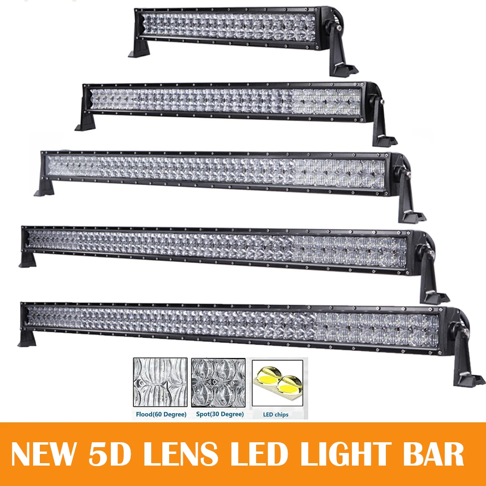 

8/16/22/32/42/50/52 дюйма 5D изогнутая прямая светодиодная панель для бездорожья для Jeep 4x4 ATV SUV светодиодная панель грузовика рабочее освещение дальнего света