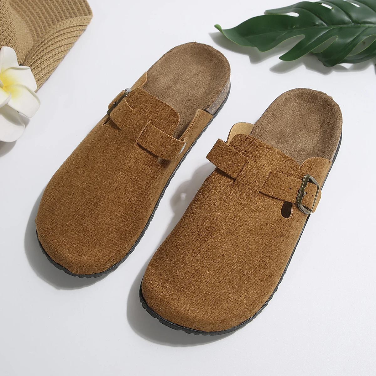 2025 Cork Footbed Clogs For Women  Fashion Leather Comfort Potato Shoes With Arch Support Indoor Outdoor Beach Slippers