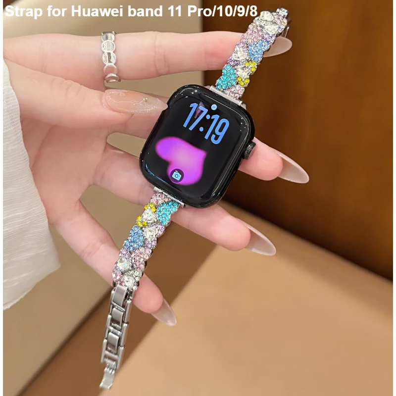 Metal Strap For Huawei band 11 Pro Sport Correa Bracelet Women Watchband For Huawei band 11/10/9/8 SmartWatch Wristband