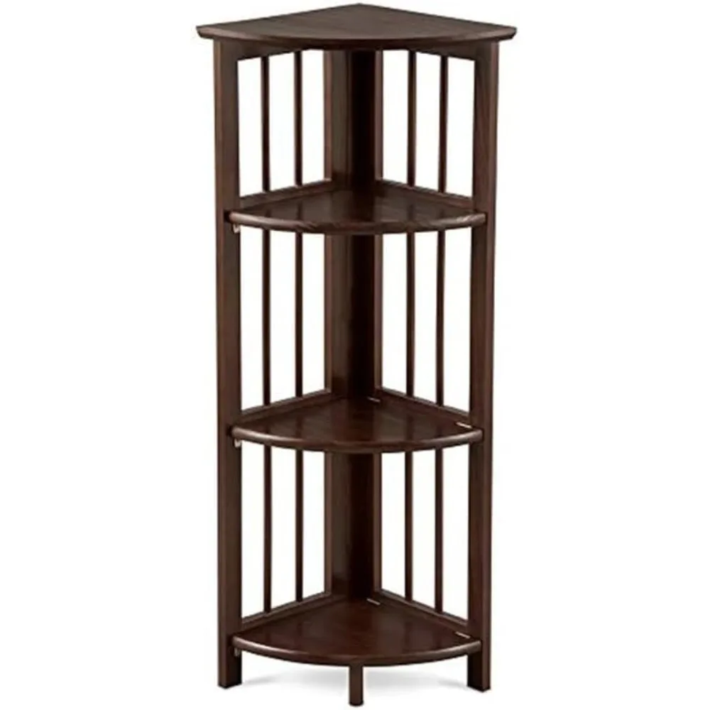 

Natural Beauty 4-Shelf Corner Folding Bookcase, Office, Living Room, Bedroom, Library, Study Room, 38.75" D x 12.5" W x 12.5" H,