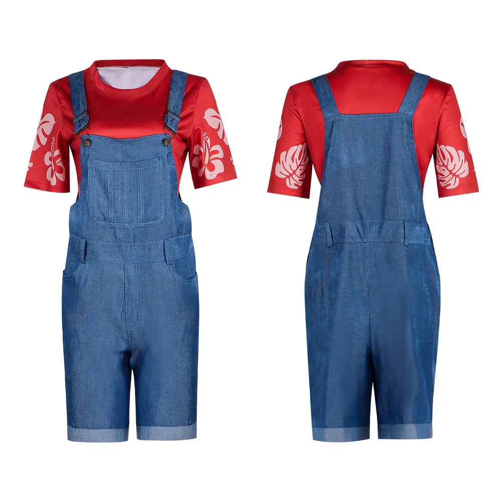 

Movie Lilo Stitch Cosplay Costumes Top Overall Cartoon Lilo Role Play Clothes Fashion Casual Halloween Christmas Suit