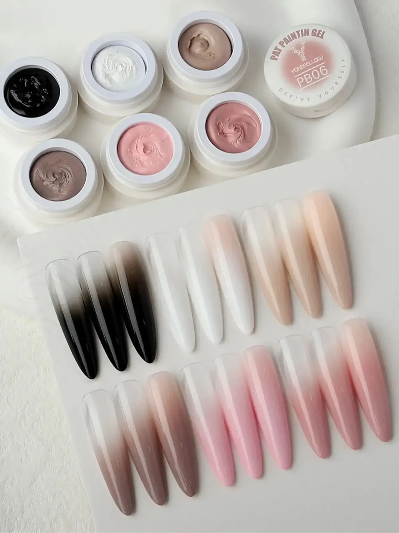 Original YOKEFELLOW HEMA TPO impression gratuite Pat Gel vernis à ongles 6 couleurs nu rose Ombre Gel français ongles coussin Pat dégradé Gel