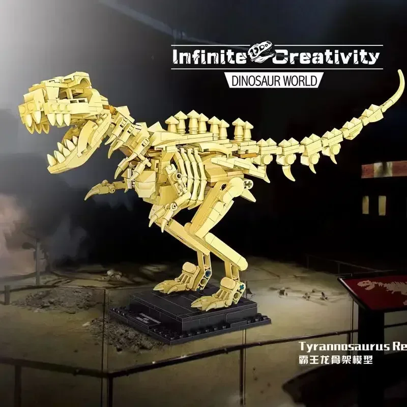 

Jurassic Dinosaur World Park Series Triceratops T-rex Skeleton Ornament Building Blocks Fossil Bricks Figure Toys for Kids Gifts